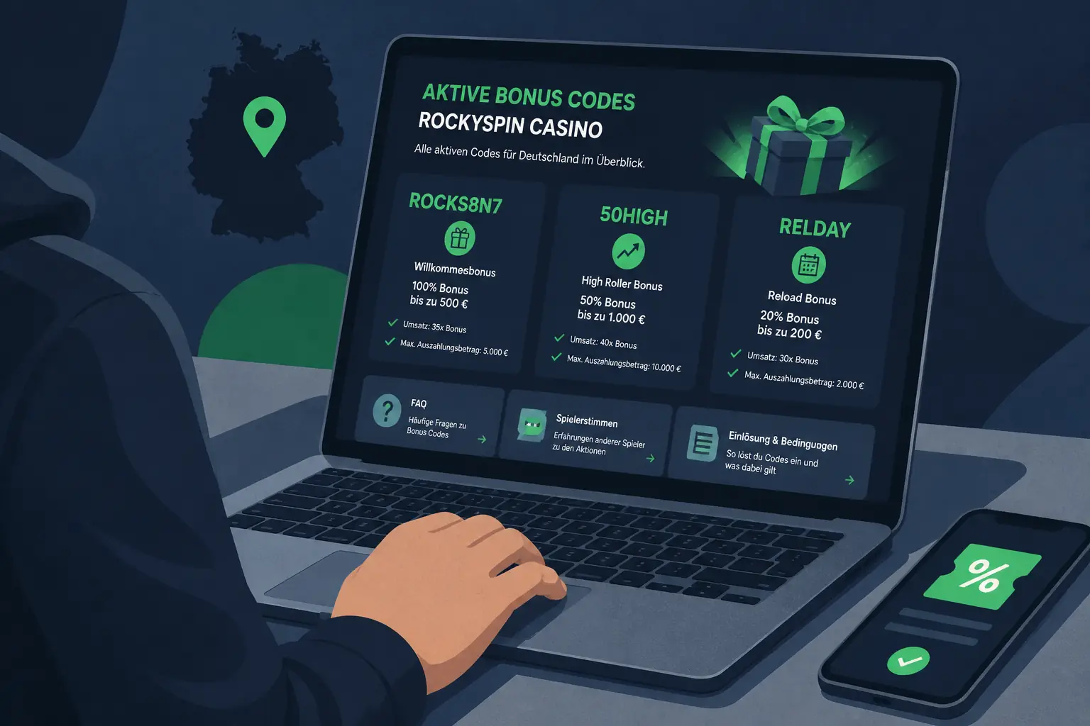RockySpin Casino Bonus Code visual guide for RockySpin Casino